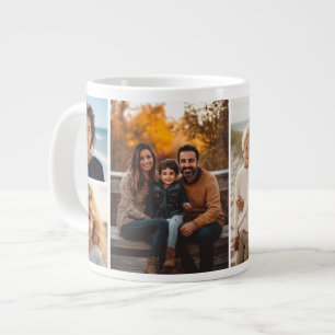 6 Photo Collage - Modern, Minimal White Background Large Coffee Mug