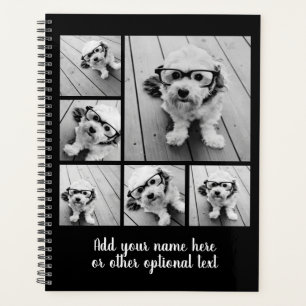 6 Photo Collage Optional Text -- Can Edit Black Planner