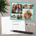 6 Photo Collage Optional Text -- CAN Edit blue Postcard<br><div class="desc">Add your favourite pics to this fun template. You can use square photos or any photos for this grid.</div>