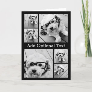 6 Photo Collage Optional Text -- CAN Edit Color Card