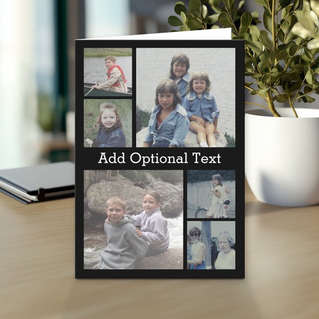 6 Photo Collage Optional Text -- CAN Edit Colour Card (Custom Greeting Card with Photo)