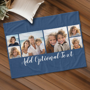 6 Photo Collage Optional Text -- CAN Edit Colour Fleece Blanket