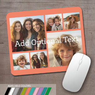 6 Photo Collage Optional Text -- CAN Edit Colour Mouse Pad
