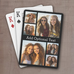 6 Photo Collage Optional Text -- CAN Edit Colour Playing Cards