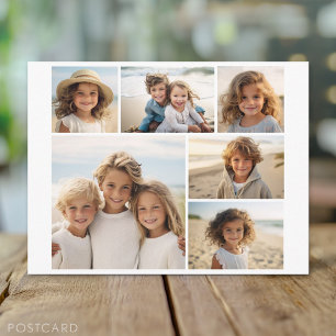 6 Photo Collage Optional Text -- CAN Edit Colour Postcard