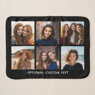 6 Photo Collage Optional Text -- CAN Edit Colour Sherpa Blanket