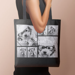 6 Photo Collage Optional Text -- CAN Edit Colour Tote Bag