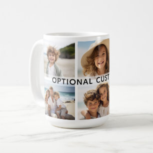 6 Photo Collage Optional Text -- Modern Minimal Coffee Mug