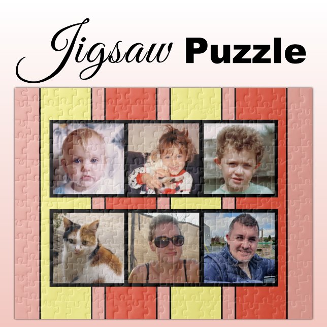 6 photo collage orange yellow stripes jigsaw puzzle (Creator Uploaded)