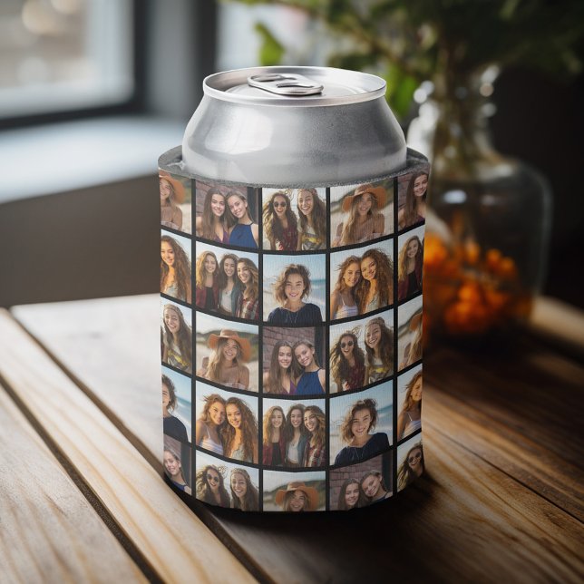 6 Photo Collage - pattern all over Can Cooler (Personalized can cooler with an area to add photos all over)