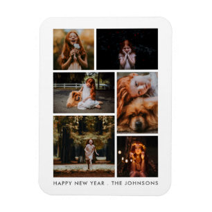 6 Photo Collage Personalised New Year Holiday Magnet