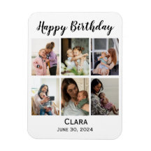 6 Photo Collage Personalised Script Birthday
