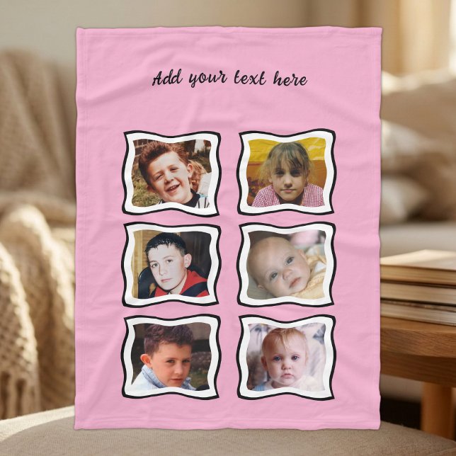 6 photo collage pink fleece blanket (Creator Uploaded)