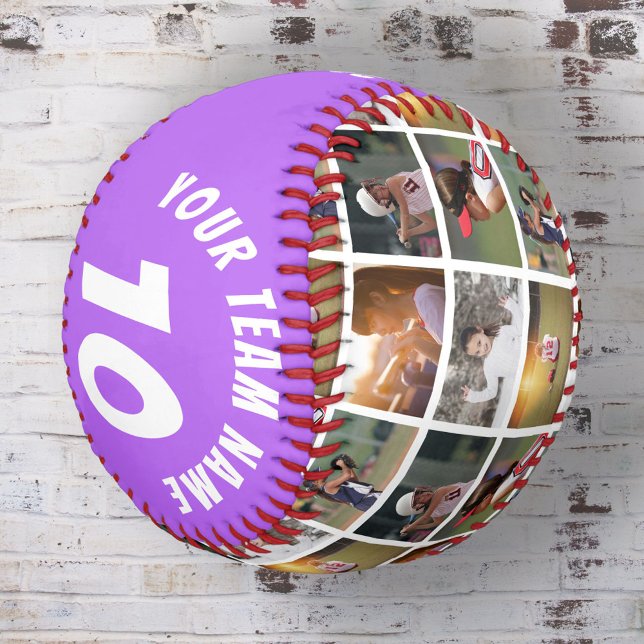 6 Photo Collage Purple Player Number Team Name Softball (Creator Uploaded)