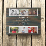 6 Photo Collage Saying Rustic Family Keepsake Faux Canvas Print<br><div class="desc">6 Photo Collage Saying Rustic Family Keepsake Canvas Print. Rustic wood design with the family saying in white script and family photo collage - add 6 favourite family photos and personalise the year number. You can customise the text if you want. It`s a fun and cute keepsake for your family....</div>