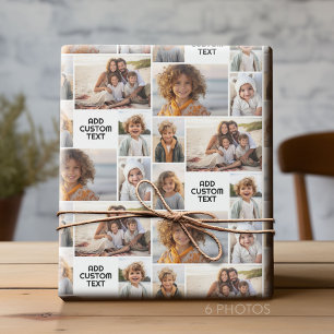 6 photo collage - solid colour - black and white wrapping paper