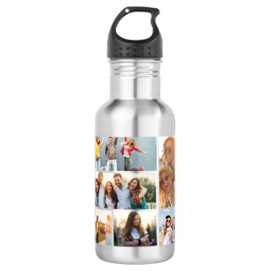 6 Photo Collage Template Personalise 532 Ml Water Bottle