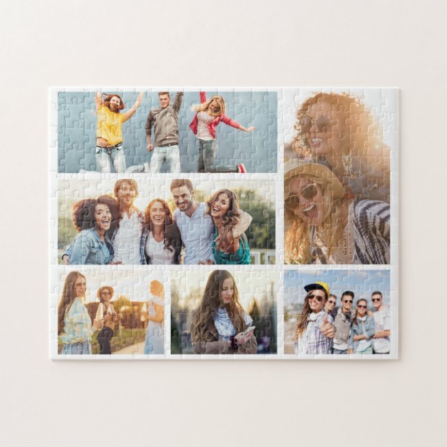 6 Photo Collage Template Personalise Jigsaw Puzzle (Horizontal)