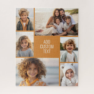 6 photo collage - terra cotta text - white text jigsaw puzzle