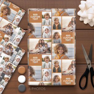 6 photo collage - various colours with chunky text wrapping paper sheet