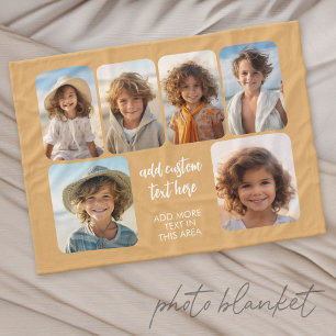 6 Photo Collage with trendy bounce script  Fleece Blanket