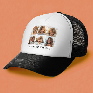 6 Photo Collage with trendy bounce script Trucker Hat