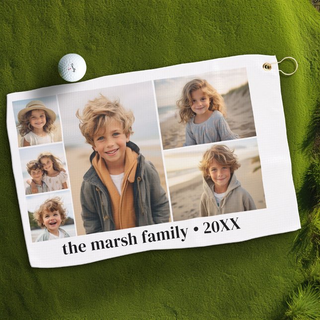 6 Photo Collage with white background Golf Towel (Custom Golf Towel)