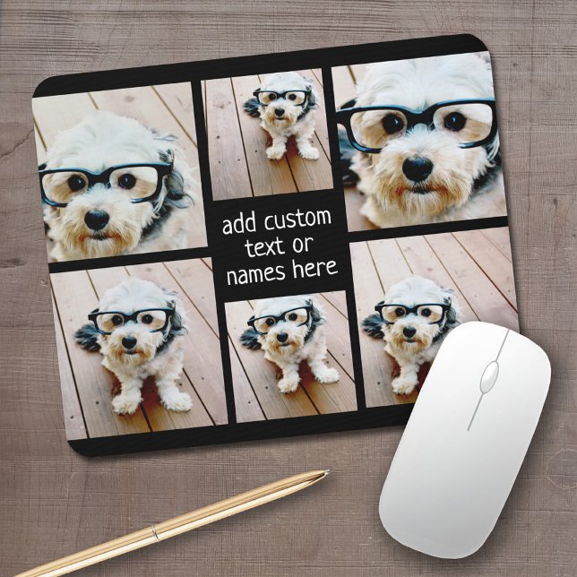 6 Photo Collage - you can change background color Mouse Pad (Personalized Mousepad - Add Your Photos and Text)