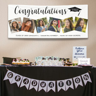 6 Photo Congrats Graduate 2026 Graduation White Banner