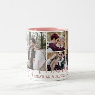 6 photo Elegant Romantic Couple valentines day Two-Tone Coffee Mug