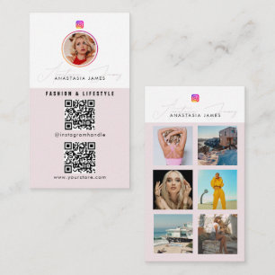 6 Photo Feed Grid Social Media 2 QR Codes Website Business Card