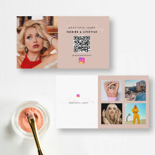 6 Photo Feed Grid Social Media QR Code Business  Business Card