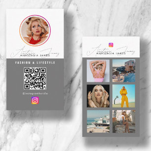 6 Photo Feed Grid Social Media QR Code Business Card