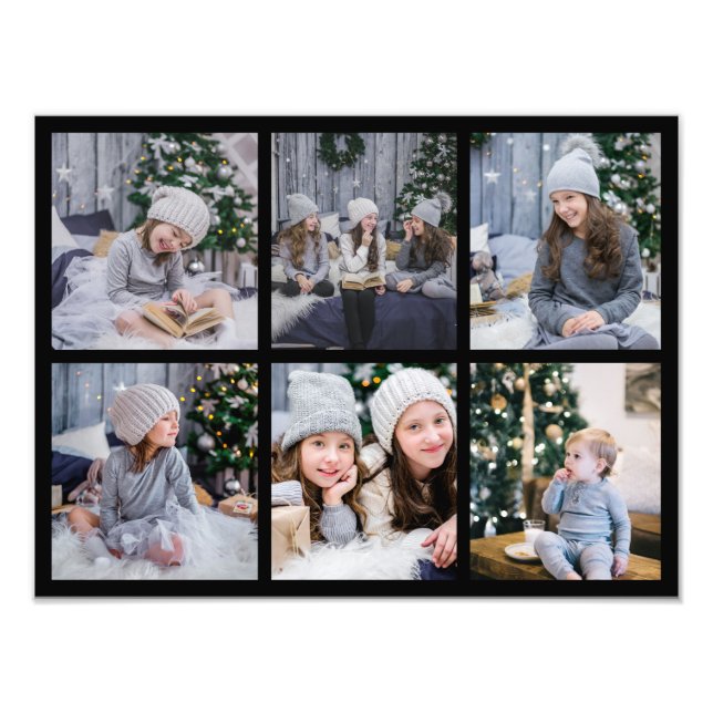 6 Photo Gallery Grid Display Black Ready To Frame Print (Front)