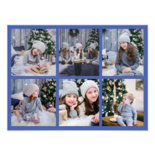 6 Photo Gallery Grid Display Dusty Blue Print