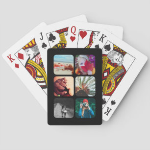 6 Photo Grid Template Rounded Frame Playing Cards
