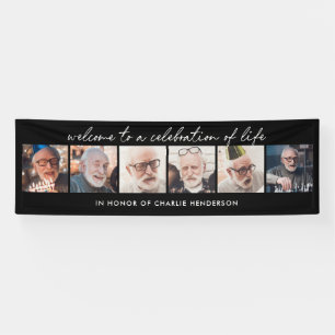 6-Photo Handwritten Script Celebration of Life Banner