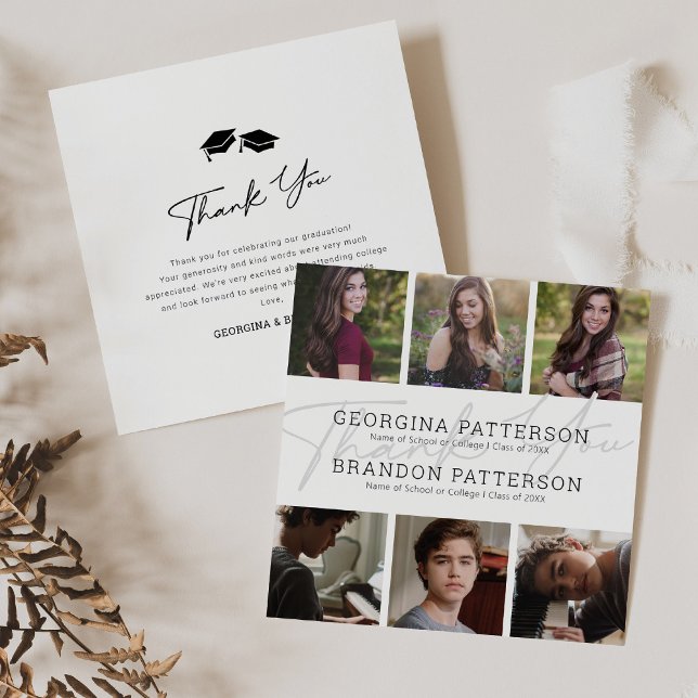 6 Photo Joint Graduation Thank You Card (Creator Uploaded)