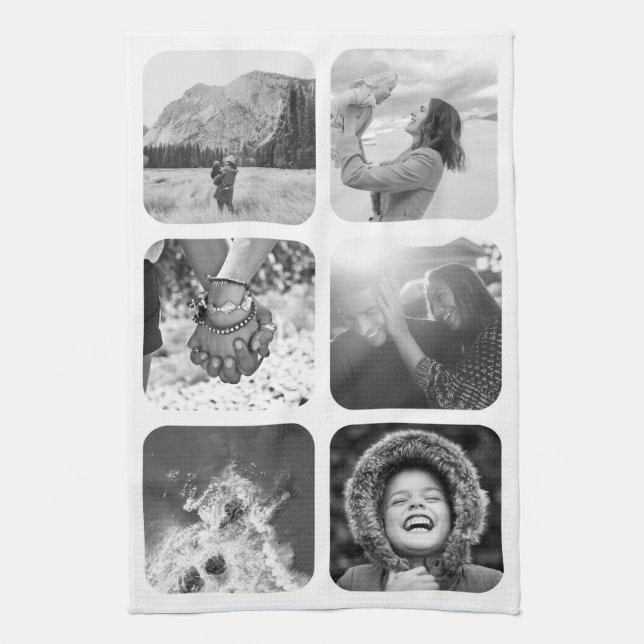 6 Photo Kitchen Towel Template Grid Rounded Frame (Vertical)