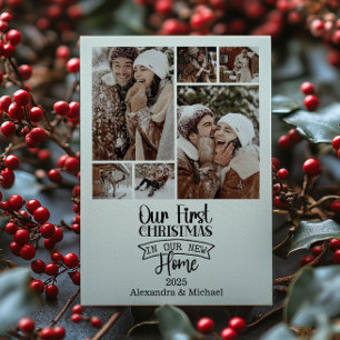 6 Photo Minimalist Christmas First Home Holiday Card