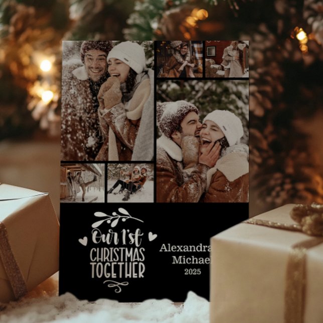 6 Photo Minimalist First Christmas Together Holiday Card (Creator Uploaded)