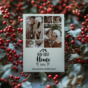 6 Photo Minimialist Christmas Our First Home Holiday Card
