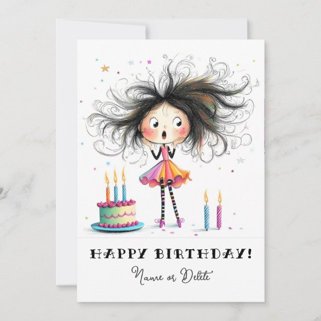 * 6 PHOTO NAME Birthday Card Personalise Whimsical (Front)