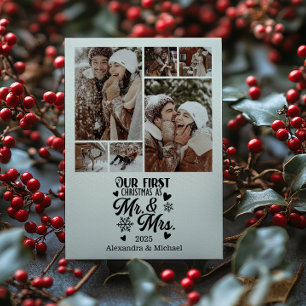 6 Photo Snowflakes Christmas Mr and Mrs  Holiday Card