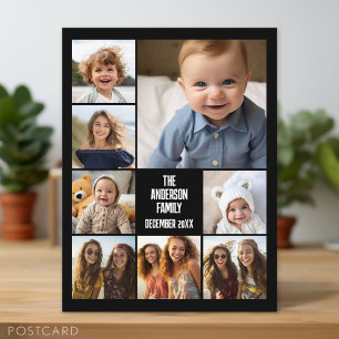 6 Photo Template with 2 Lines of Text - Black Postcard