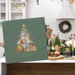 6 Photo Tree Shape Christmas Card Stone Coaster