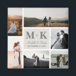 6 Photo Wedding Collage Newlyweds Keepsake Magnet<br><div class="desc">A beautiful way to remember one of the best days of your life,  your wedding day. Remember that special moment forever with this 6 photo wedding collage keepsake. Personalise the photographs and text and make it your own. Great newlywed gift or wedding anniversary gift.</div>