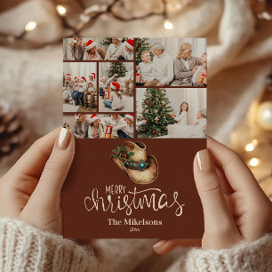 6 Photo  Western Cowboy Hat Christmas Holiday Card