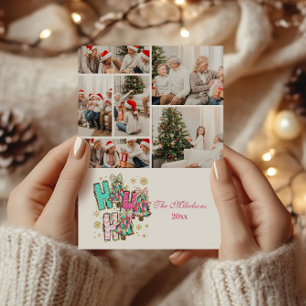 6 Photo Whimsical Ho Ho Ho Christmas Family  Holiday Card