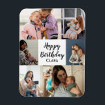 6 Photos Collage Personalised Script Birthday Magnet<br><div class="desc">Say Happy Birthday with a love heart photo collage, personalised birthday card. The photo template is set up for you to add your pictures, working in rows from top to bottom. The photo collage holds 6 photos which are displayed in a mix of portrait, landscape and square. The name is...</div>